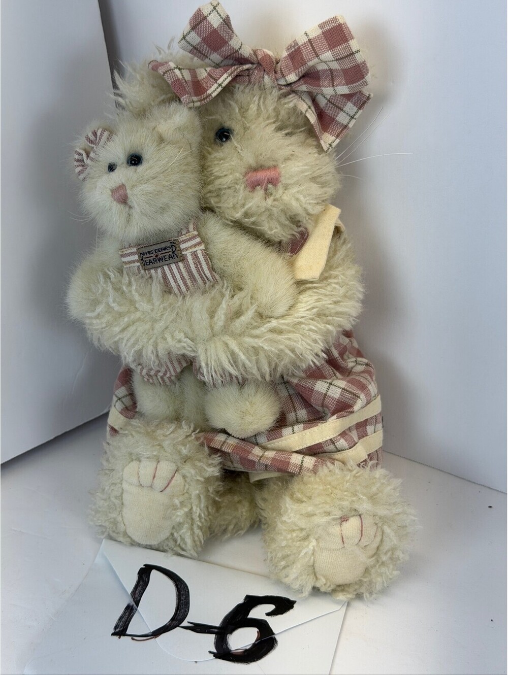 Vintage Boyds Bears‎ Mother & Baby Plush Set Plaid Dress D-6